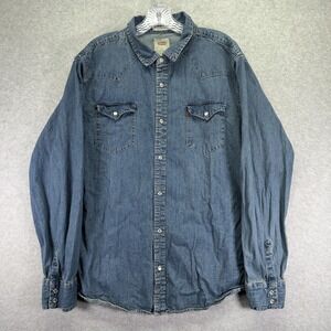 Levi's Shirt Mens XL Blue Denim Western Snap Button Long Sleeve Casual Workwear